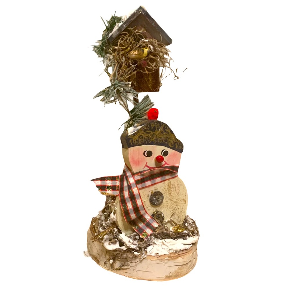 Wooden Rustic Snowman Decoration